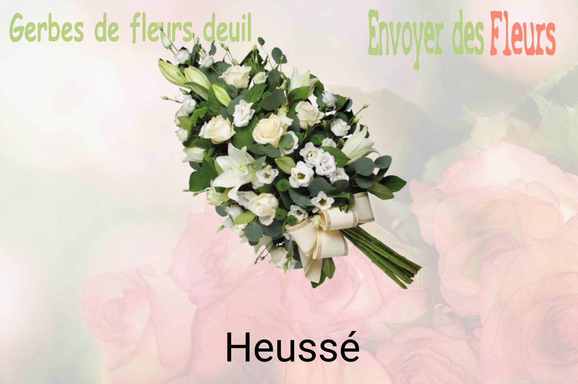 Gerbe de fleurs de deuil livrée à Heussé